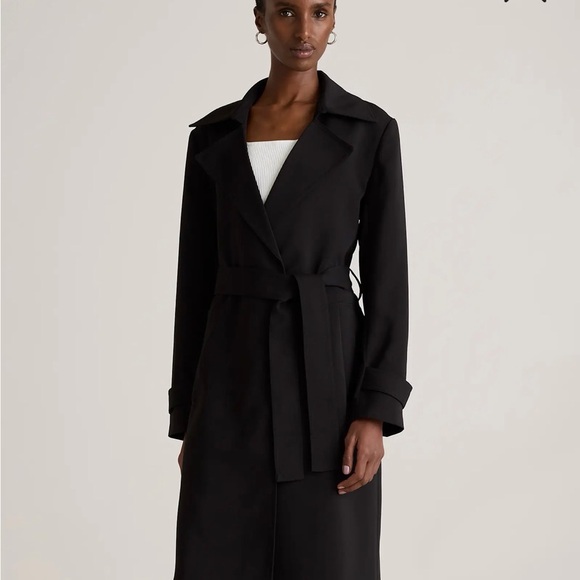 NWOT QUINCE STRETCH CREPE TRENCH COAT SIZE L